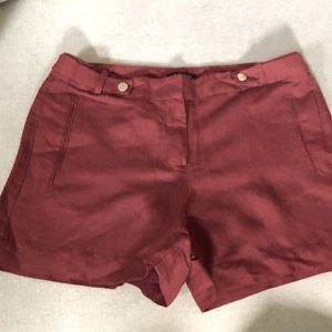 White House Black Market burgundy linen shorts